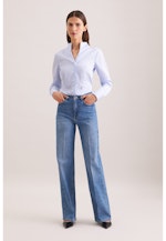 Kelchkragenbluse aus Baumwollsatin slim fit in Hellblau |  Seidensticker Onlineshop