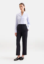 Kelchkragenbluse aus Baumwollsatin slim fit in Mittelblau |  Seidensticker Onlineshop