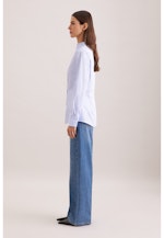 Kelchkragenbluse aus Baumwollsatin slim fit in Hellblau |  Seidensticker Onlineshop