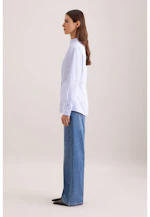 Chemisier à col en gobelet en satin de coton ajusté in Bleu Clair |  Seidensticker Onlineshop