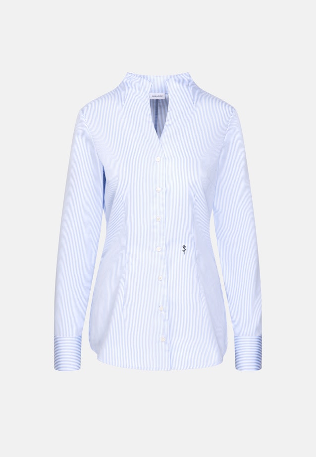 Kelchkragenbluse aus Baumwollsatin slim fit in Hellblau |  Seidensticker Onlineshop