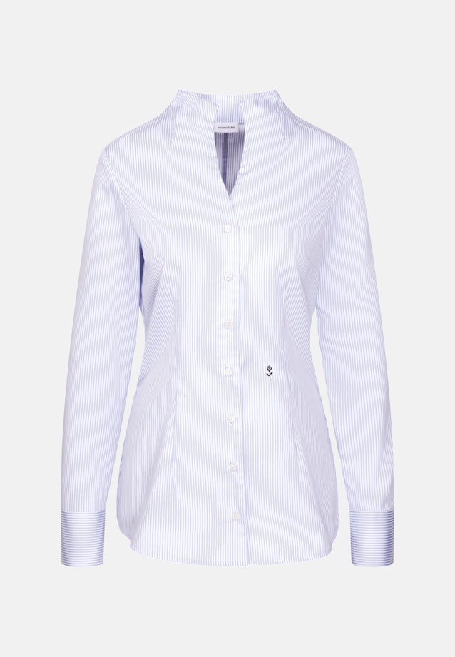 Kelchkragenbluse aus Baumwollsatin slim fit in Hellblau |  Seidensticker Onlineshop