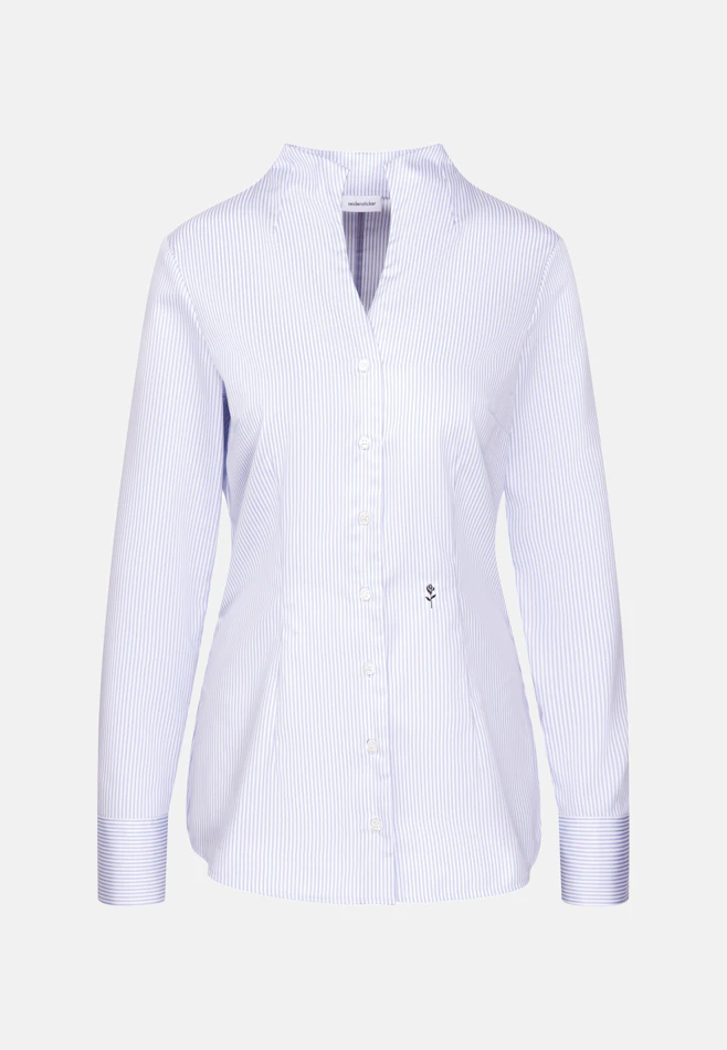Kelchkragenbluse aus Baumwollsatin slim fit in Hellblau | Seidensticker Onlineshop
