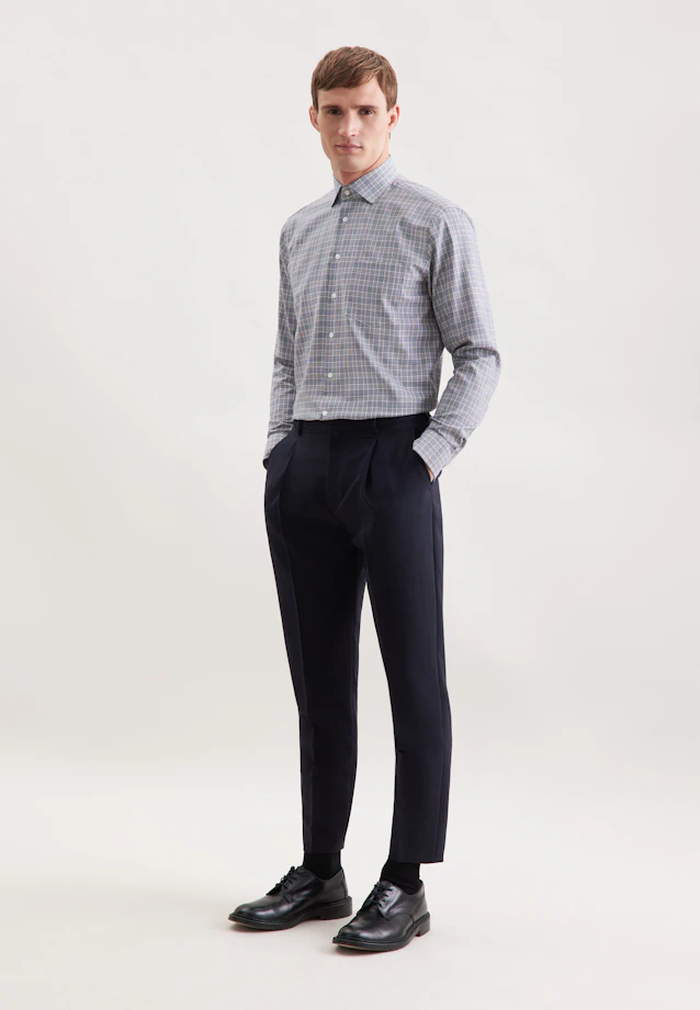 Regular Chemise d'affaires carreaux in Bleu Foncé |  Seidensticker Onlineshop