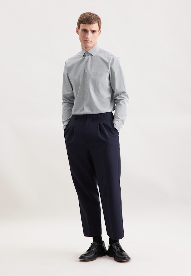 Regular Business Hemd Druck in Dunkelblau |  Seidensticker Onlineshop