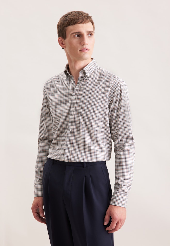 Regular Flanellhemd Karo in Braun | Seidensticker Onlineshop