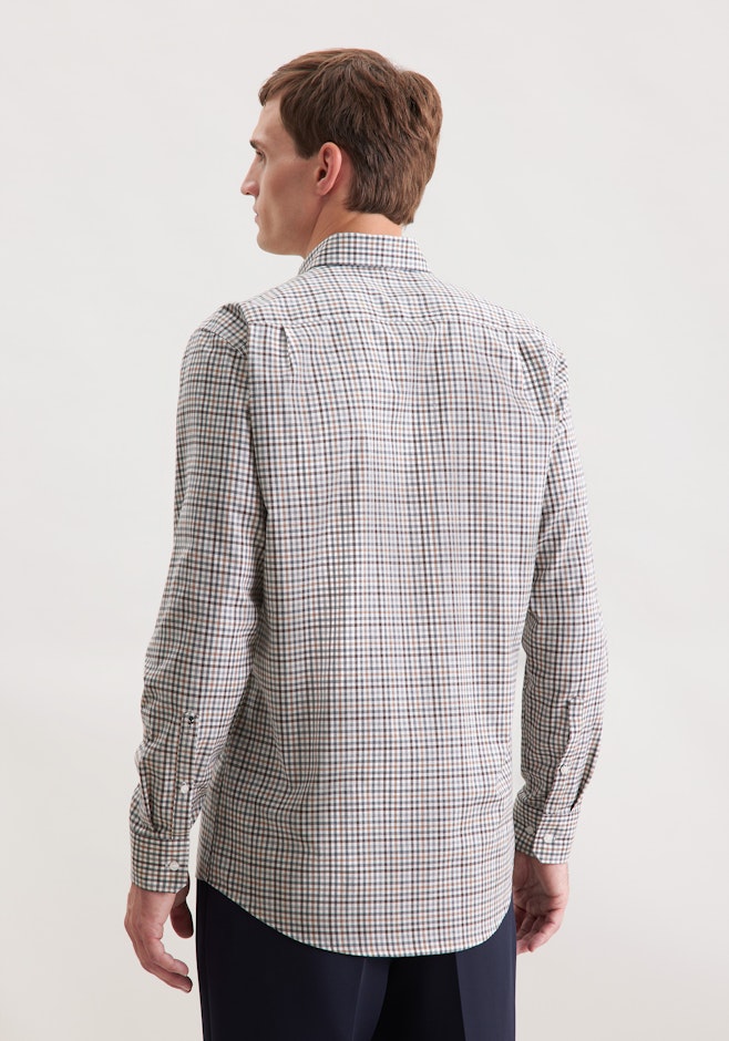 Regular Flanellhemd Karo in Braun | Seidensticker Onlineshop