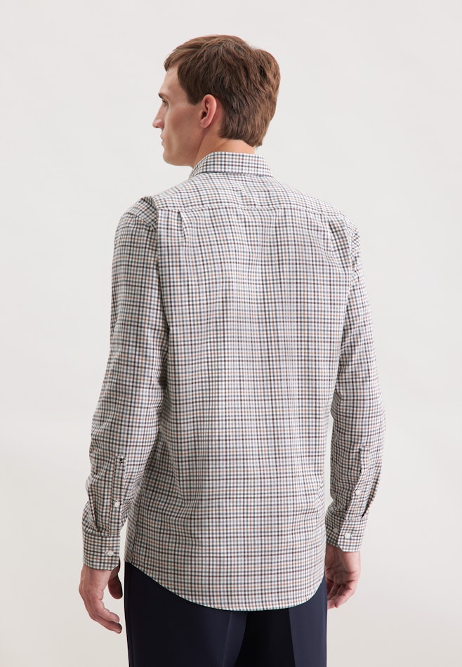 Regular Flanellhemd Karo in Braun | Seidensticker Onlineshop