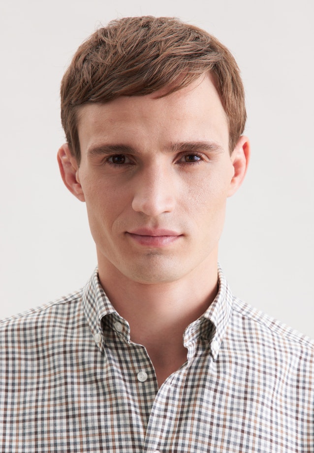 Regular Chemise en flanelle carreaux in Marron |  Seidensticker Onlineshop