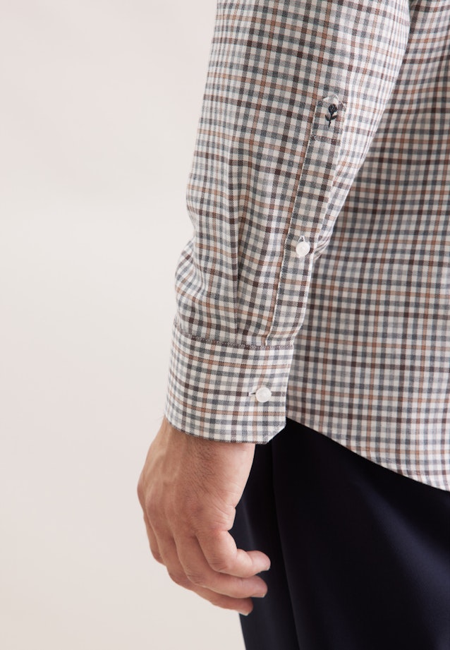 Regular Flanellhemd Karo in Braun |  Seidensticker Onlineshop