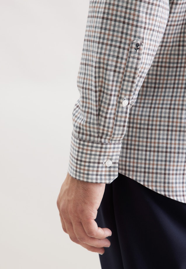 Regular Flannel shirt Check in Braun |  Seidensticker Onlineshop