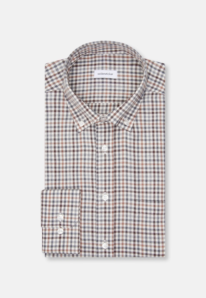 Regular Flanellhemd Karo in Braun | Seidensticker Onlineshop