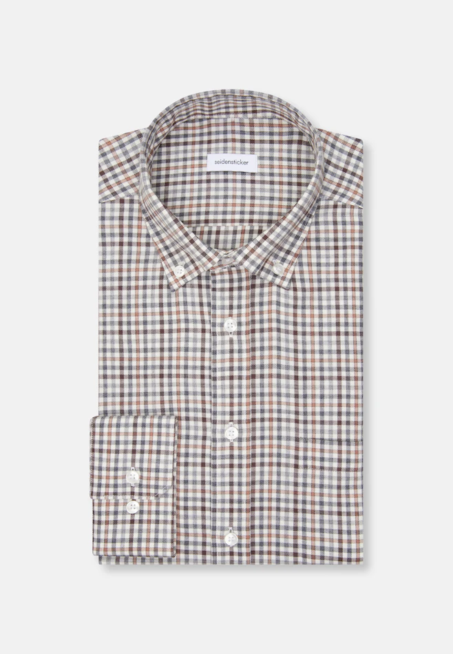 Regular Flanellhemd Karo in Braun | Seidensticker Onlineshop
