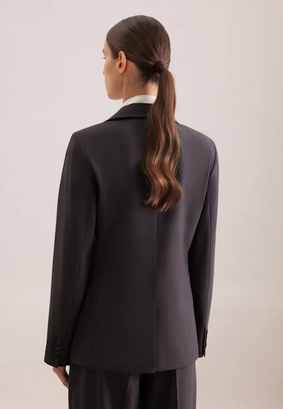 Zweireihiger Blazer mit aufgesetzten Taschen aus einer Wollmischung in Schwarz |  Seidensticker Onlineshop