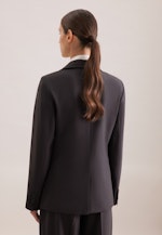 Zweireihiger Blazer mit aufgesetzten Taschen aus einer Wollmischung in Schwarz |  Seidensticker Onlineshop