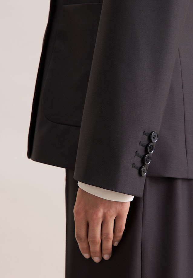 Zweireihiger Blazer mit aufgesetzten Taschen aus einer Wollmischung in Schwarz |  Seidensticker Onlineshop