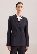 Zweireihiger Blazer mit aufgesetzten Taschen aus einer Wollmischung in Dunkelblau |  Seidensticker Onlineshop