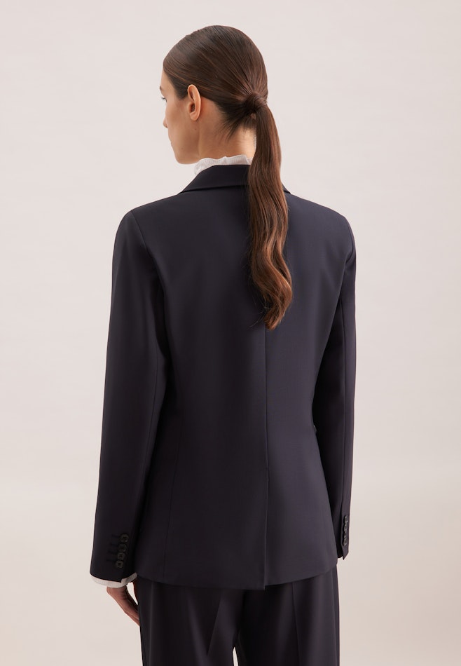Zweireihiger Blazer mit aufgesetzten Taschen aus einer Wollmischung in Dunkelblau | Seidensticker Onlineshop