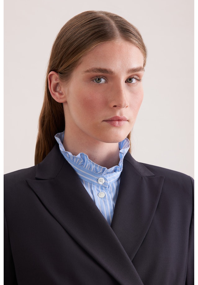 Zweireihiger Blazer mit aufgesetzten Taschen aus einer Wollmischung in Dunkelblau |  Seidensticker Onlineshop
