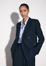 Zweireihiger Blazer mit aufgesetzten Taschen aus einer Wollmischung in Dunkelblau |  Seidensticker Onlineshop