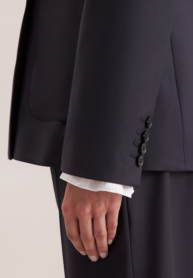 Zweireihiger Blazer mit aufgesetzten Taschen aus einer Wollmischung in Dunkelblau |  Seidensticker Onlineshop