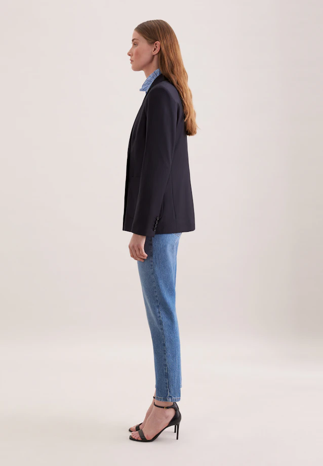 Zweireihiger Blazer mit aufgesetzten Taschen aus einer Wollmischung in Dunkelblau |  Seidensticker Onlineshop