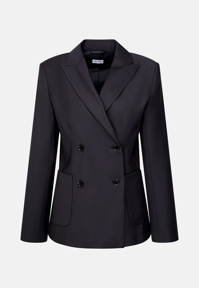 Zweireihiger Blazer mit aufgesetzten Taschen aus einer Wollmischung in Dunkelblau | Seidensticker Onlineshop