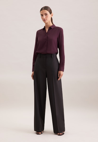 Gerade Hose mit Bügelfalten aus einer Wollmischung in Schwarz |  Seidensticker Onlineshop