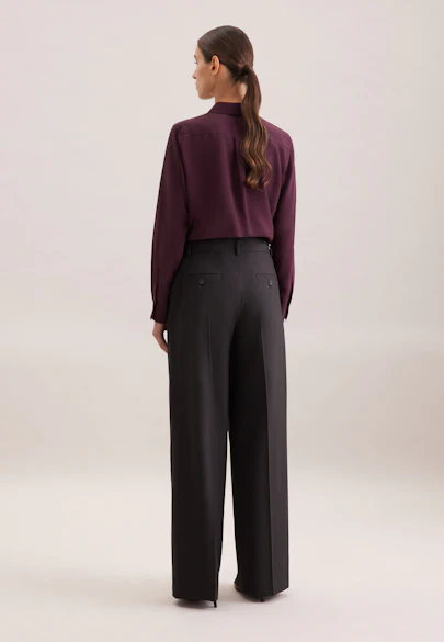 Straight trousers with creases made of wool-blend in Noir |  Seidensticker Onlineshop