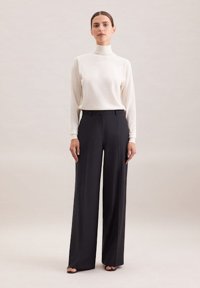 Gerade Hose mit Bügelfalten aus einer Wollmischung in Bleu Foncé |  Seidensticker Onlineshop