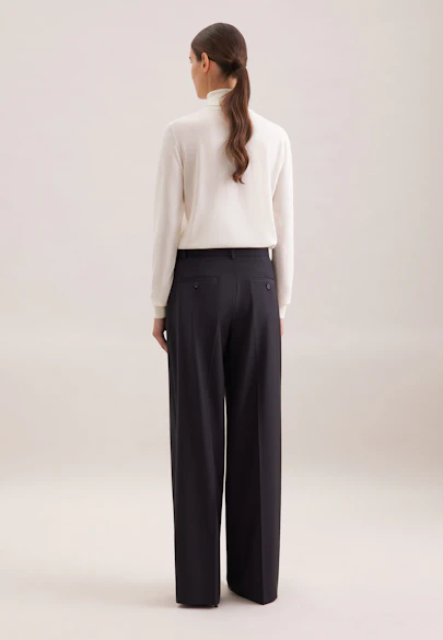 Straight trousers with creases made of wool-blend in Dunkelblau |  Seidensticker Onlineshop