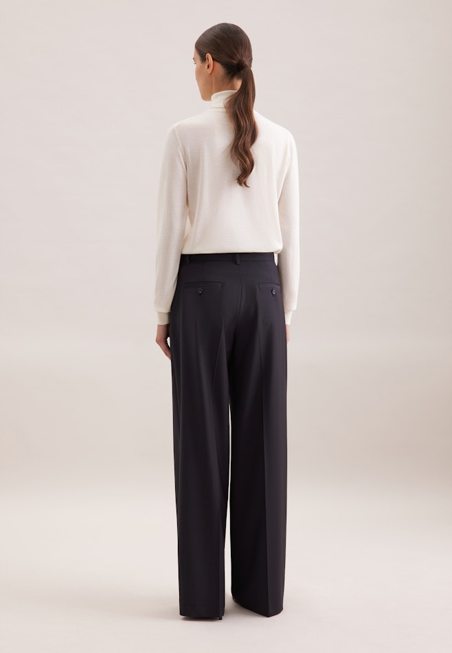 Gerade Hose mit Bügelfalten aus einer Wollmischung in Dunkelblau | Seidensticker Onlineshop
