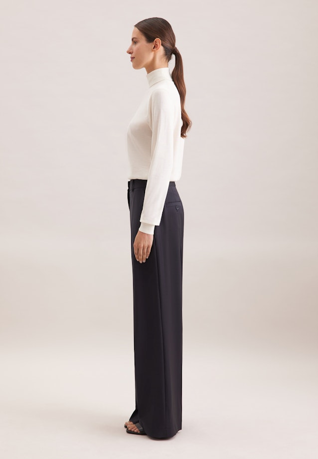 Gerade Hose mit Bügelfalten aus einer Wollmischung in Dunkelblau |  Seidensticker Onlineshop