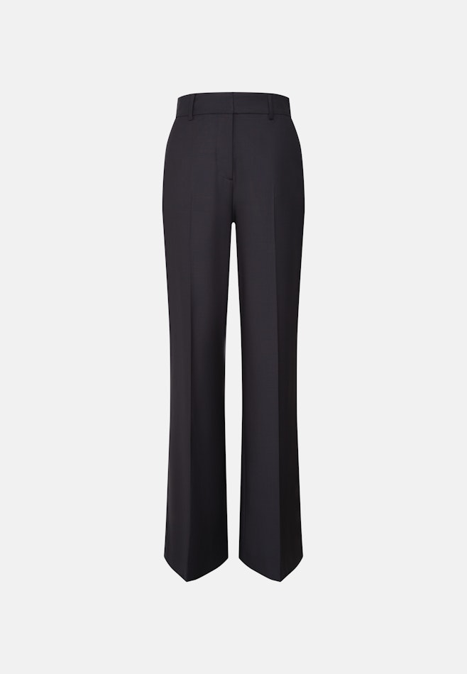 Gerade Hose mit Bügelfalten aus einer Wollmischung in Dunkelblau | Seidensticker Onlineshop