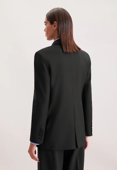 Zweireihiger Blazer mit Pattentaschen aus einer Wollmischung in Schwarz |  Seidensticker Onlineshop