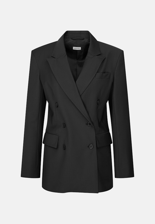 Zweireihiger Blazer mit Pattentaschen aus einer Wollmischung in Schwarz | Seidensticker Onlineshop