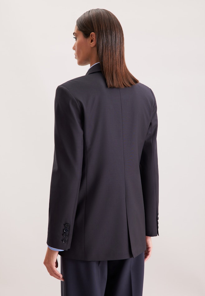Zweireihiger Blazer mit Pattentaschen aus einer Wollmischung in Dunkelblau | Seidensticker Onlineshop