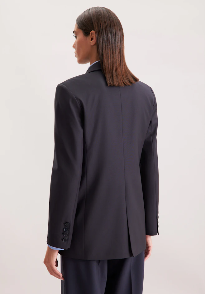 Zweireihiger Blazer mit Pattentaschen aus einer Wollmischung in Dunkelblau | Seidensticker Onlineshop
