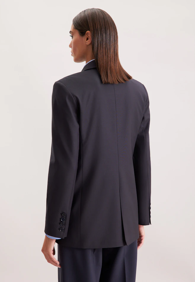 Zweireihiger Blazer mit Pattentaschen aus einer Wollmischung in Dunkelblau | Seidensticker Onlineshop