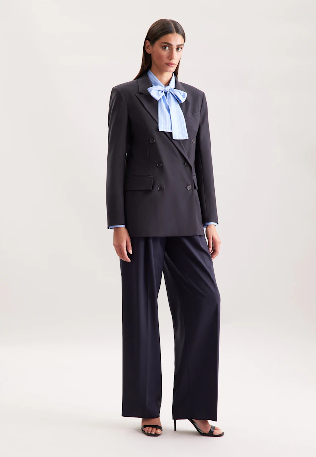 Zweireihiger Blazer mit Pattentaschen aus einer Wollmischung in Dunkelblau |  Seidensticker Onlineshop