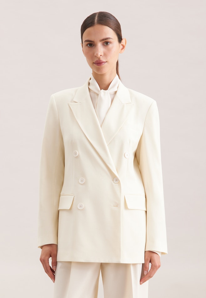 Zweireihiger Blazer mit Pattentaschen aus einer Wollmischung in Ecru | Seidensticker Onlineshop