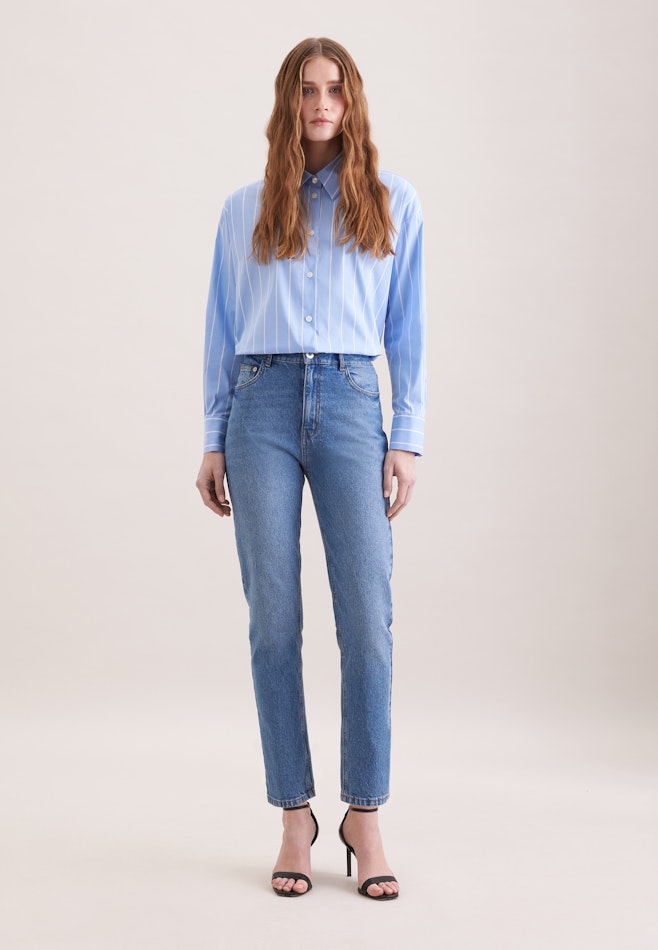 Mom- Fit Jeans High Waist mit Stretchanteil in Mittelblau | Seidensticker Onlineshop
