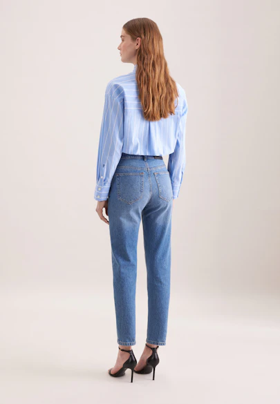 Jeans Mom-Fit taille haute avec stretch in Bleu Moyen |  Seidensticker Onlineshop