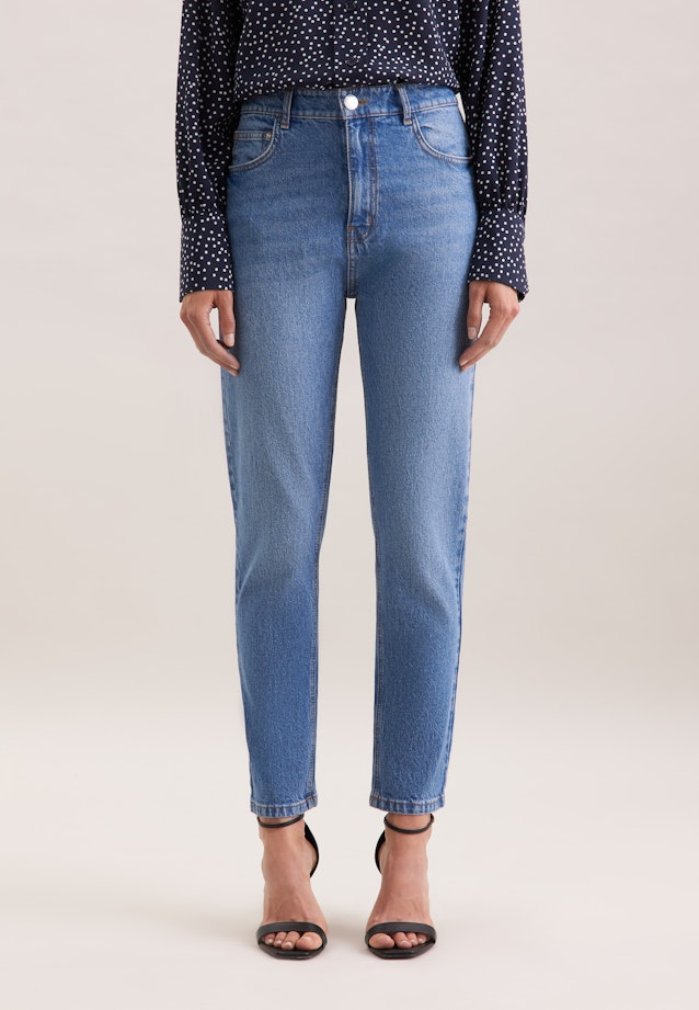 Mom- Fit Jeans High Waist mit Stretchanteil in Mittelblau |  Seidensticker Onlineshop