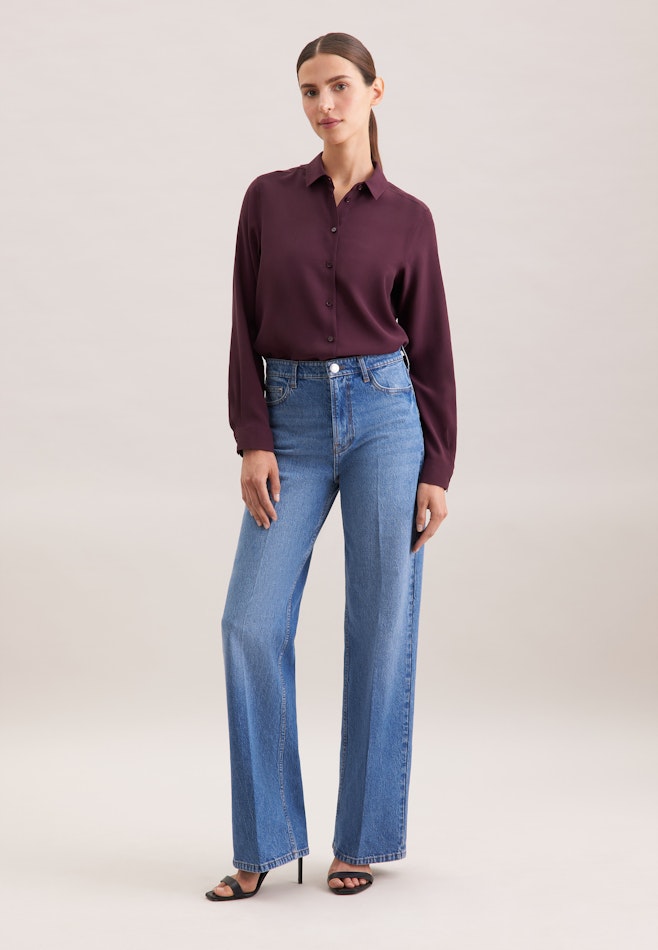 Wide- Leg Jeans High Waist mit Stretchanteil in Mittelblau | Seidensticker Onlineshop