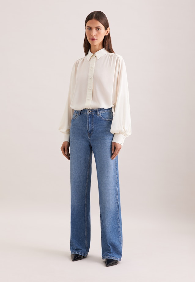 Wide- Leg Jeans High Waist mit Stretchanteil in Mittelblau |  Seidensticker Onlineshop