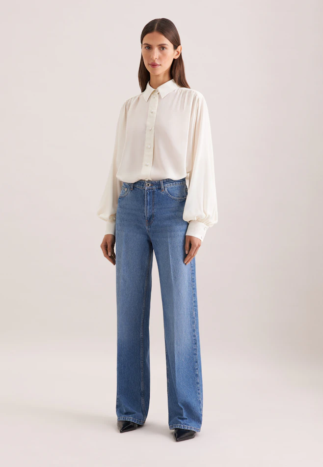 Wide-Leg Jeans High Waist with Stretch in Mittelblau | Seidensticker online shop