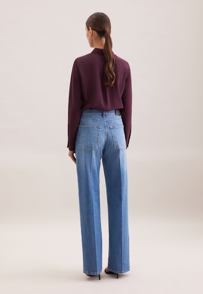 Wide- Leg Jeans High Waist mit Stretchanteil in Mittelblau | Seidensticker Onlineshop