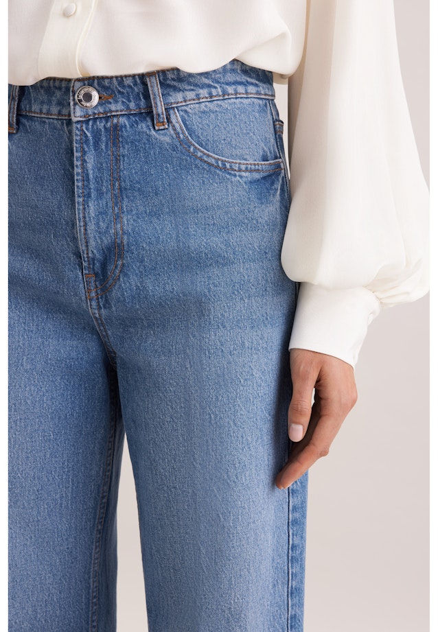 Wide- Leg Jeans High Waist mit Stretchanteil in Mittelblau |  Seidensticker Onlineshop
