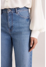 Wide- Leg Jeans High Waist mit Stretchanteil in Mittelblau |  Seidensticker Onlineshop